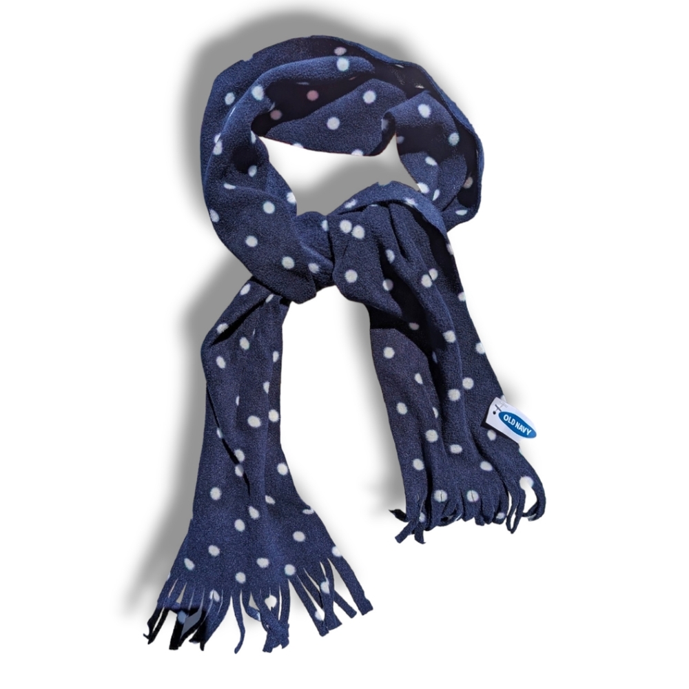 Old Navy Girls Blue w/ White Polka Dots Scarf - Picture 1 of 4